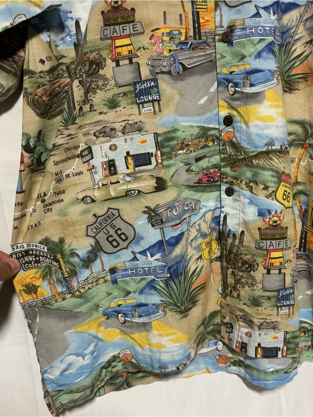 Vintage High Seas Trading Co Route 66 Hawaiian Shirt Made in USA Large - Picture 4 of 11